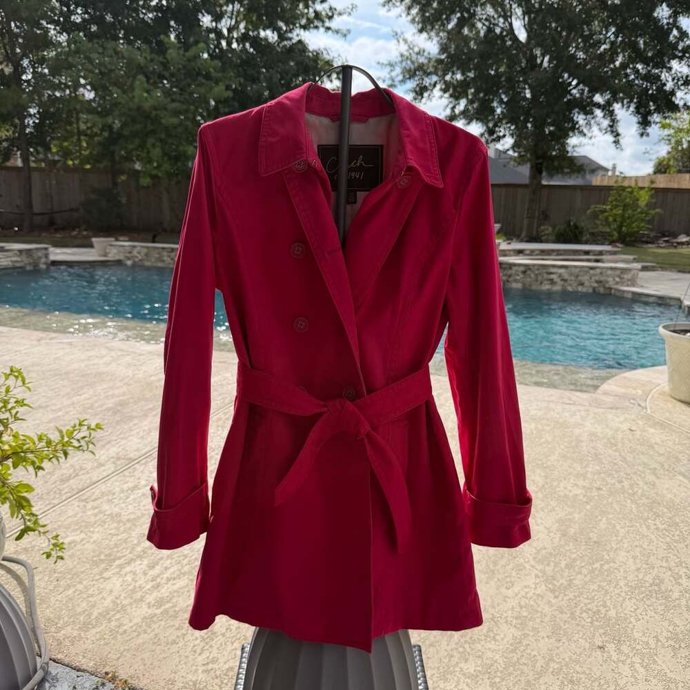 Coach Trench Coat Size L Pink Belted